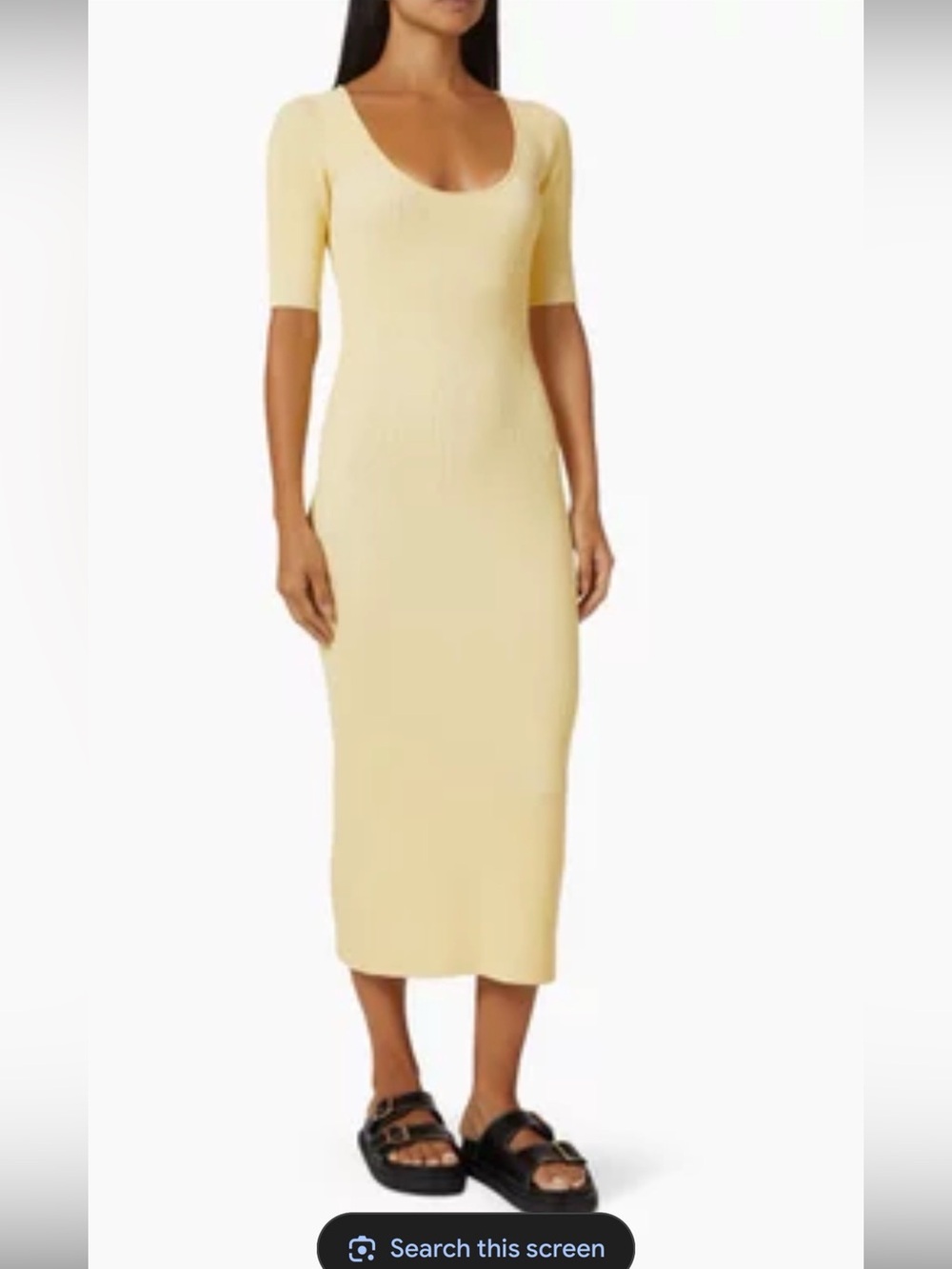 Ganni Ribbed Scoop-Neck Maxi Dress in size medium lYellow NWT